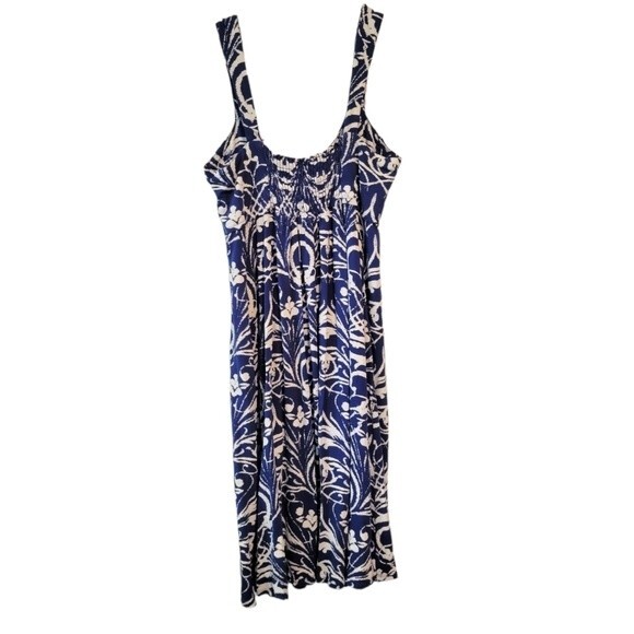 Fresh Produce Blue & White Print Jersey Knit Dress Size Small - Picture 2 of 6